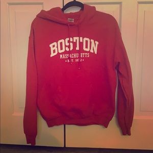 Red hoodie from Boston Massachusetts